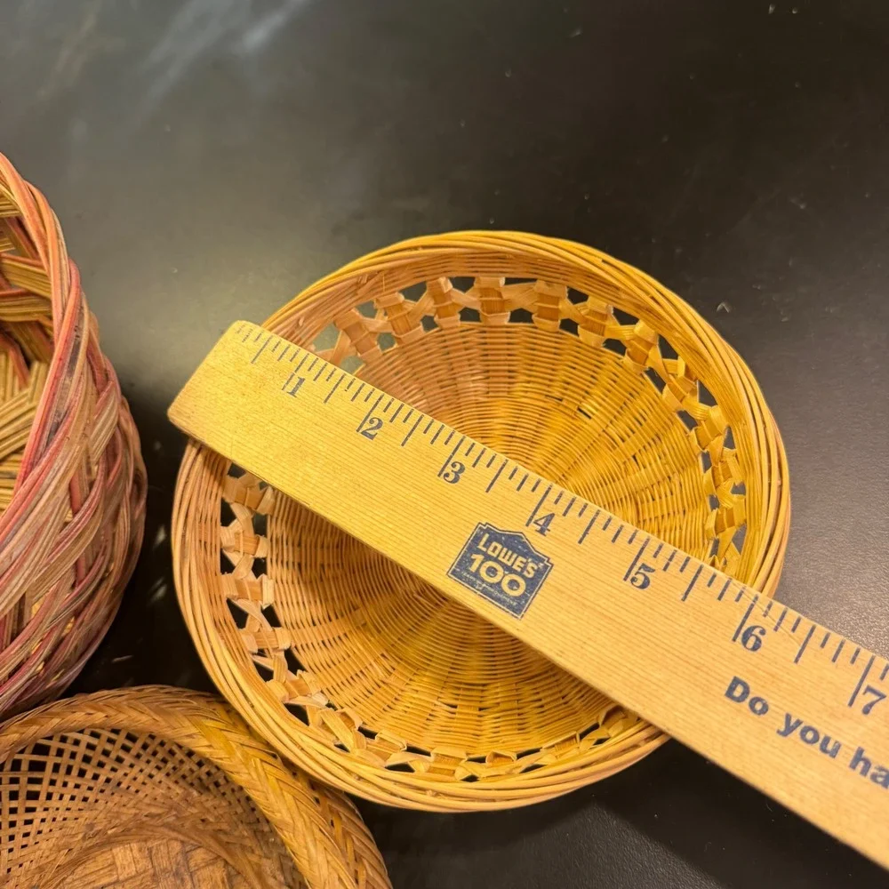 Woven Baskets Home Decor Set of 3 Brown Tan Mixed Weave Boho Rustic